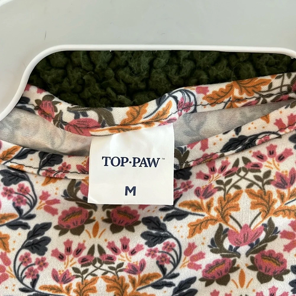 Top Paw Dog overall dress floral with quilt pattern size M NWT